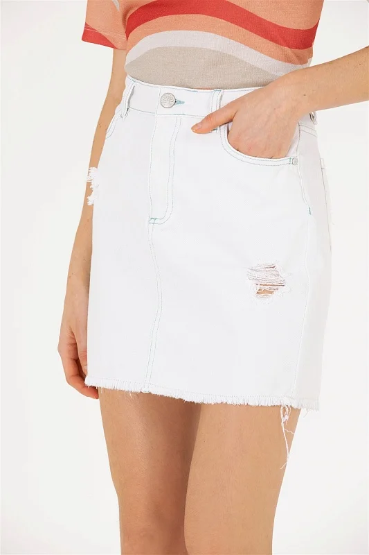 Юбка мини джинсовая с бахромой - G082SZ0550LONA-B Юбка жен. (DN0015, 34)
