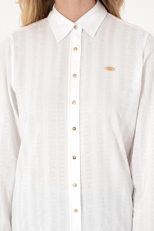 Рубашка с вискозой в полоску прямая - G082SZ0040MAYSI Сорочка жен. (VR013, 40)