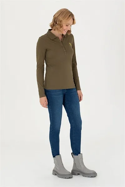 Поло с длинным рукавом из хлопка - G082SZ0820TPG-SK023 Толстовка жен. (VR027, S)