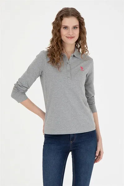 Поло с длинным рукавом из хлопка - G082SZ0820TPG-SK023 Толстовка жен. (VR086, S)