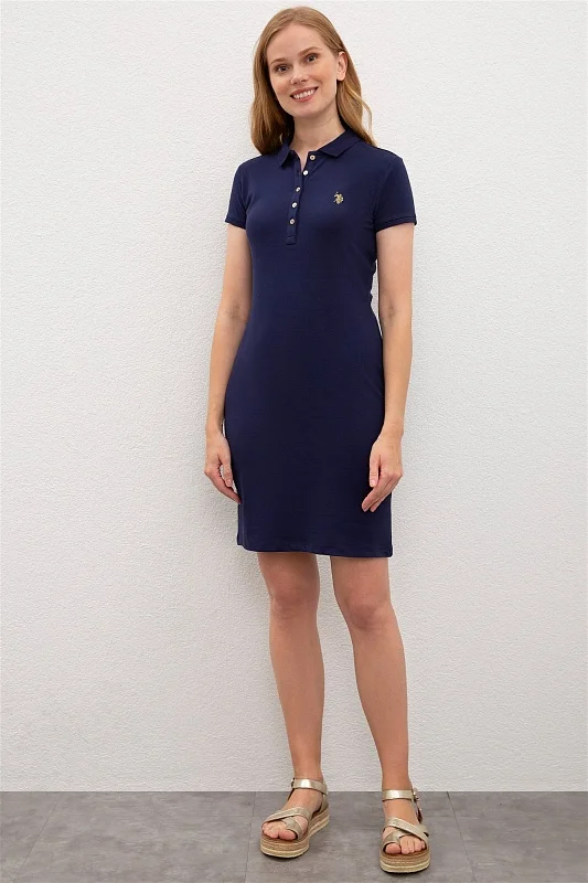 Платье-поло из хлопка с контрастным логотипом приталенное - G082SZ0750MTS02220-075-R Платье жен. (VR033, 2XS)