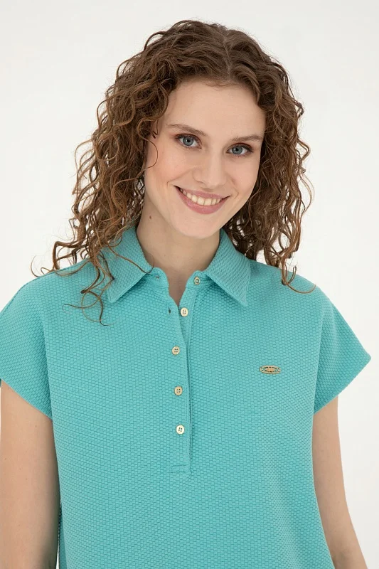 Футболка-поло из фактурного трикотажа - G082SZ0110POLU Футболка жен. (VR090, XS)