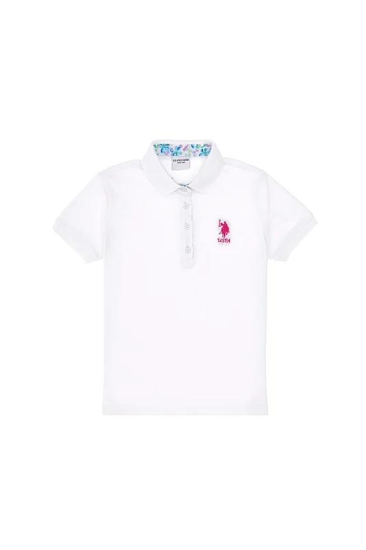 Футболка-поло из хлопка c принтом на планке для девочек - G084SZ0110TP01_IY025 Футболка жен. детс. (VR013, 3_4)
