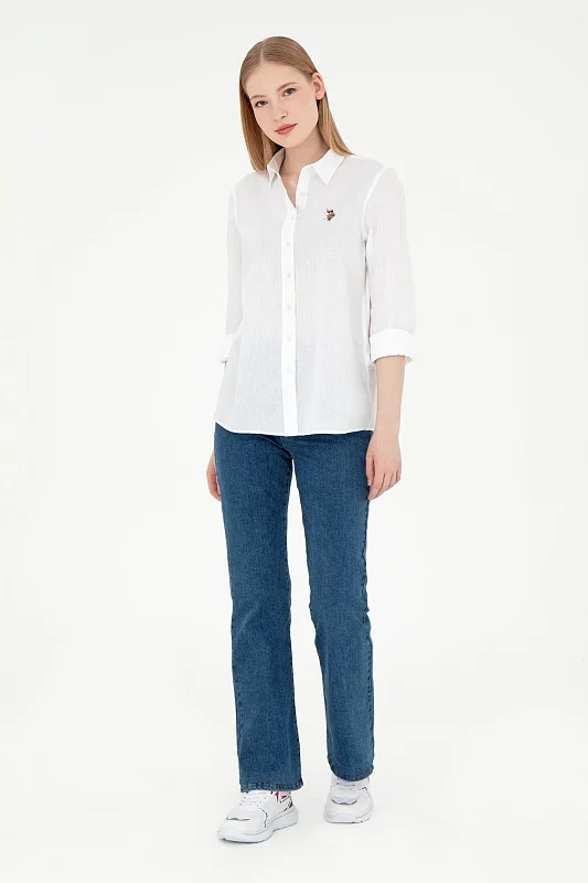 Рубашка из хлопка с добавлением льна прямая - G082SZ0040ELMY025Y Сорочка жен. (VR013, 38)