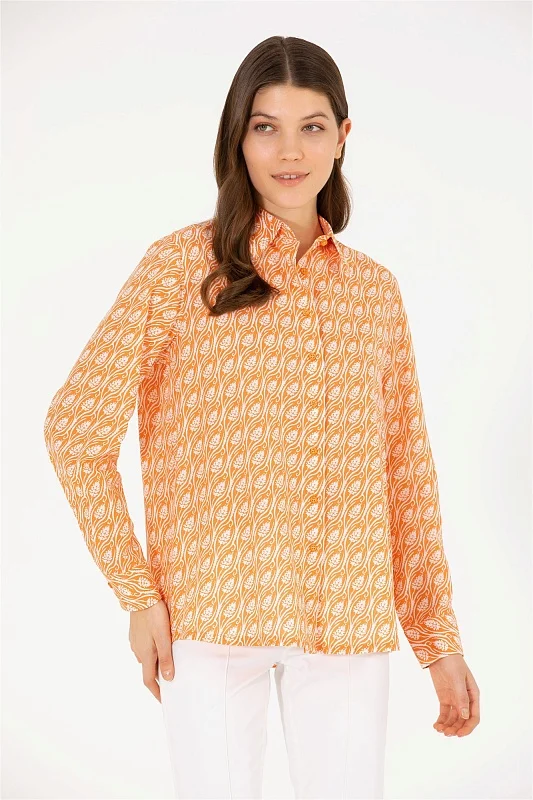 Рубашка из хлопка с принтом свободная - G082SZ0040CRISTATA Сорочка жен. (VR051, 40)