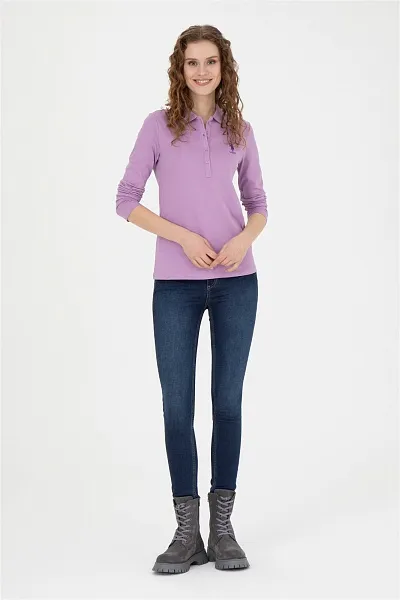 Поло с длинным рукавом из хлопка - G082SZ0820TPG-SK023 Толстовка жен. (VR034, 2XS)