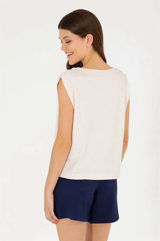 Футболка из смесовой вискозы без рукавов - G082SZ0110MEL Футболка жен. (VR071, 2XS)