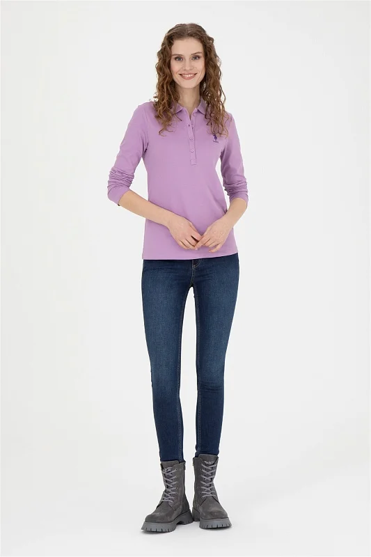 Поло с длинным рукавом из хлопка - G082SZ0820TPG-SK023 Толстовка жен. (VR034, 2XS)