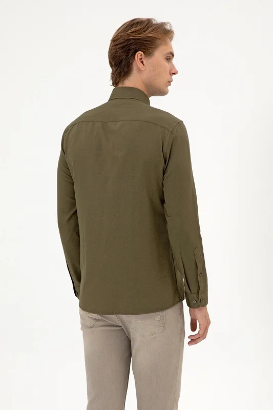 Рубашка из смесового хлопка приталенная - G081SZ0040E_METO25K Сорочка муж. (VR027, XL)
