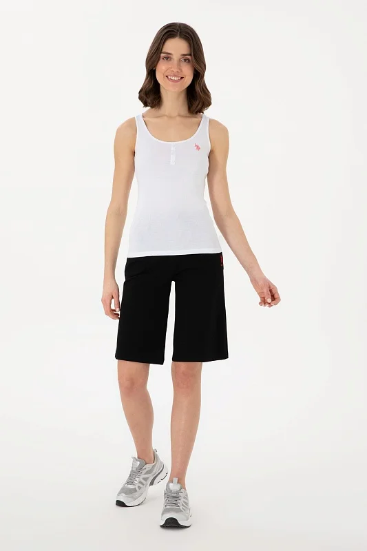 Бермуды спортивные из хлопка с вышитым логотипом - G082SZ0OS0DAMEN25 Брюки спорт. жен. (VR046, 2XS)