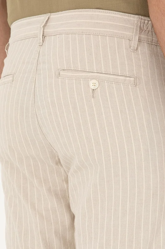 Шорты из хлопка с добавлением льна в полоску прямые - G081SZ0310KANES Бермуды муж. (VR085, 29)