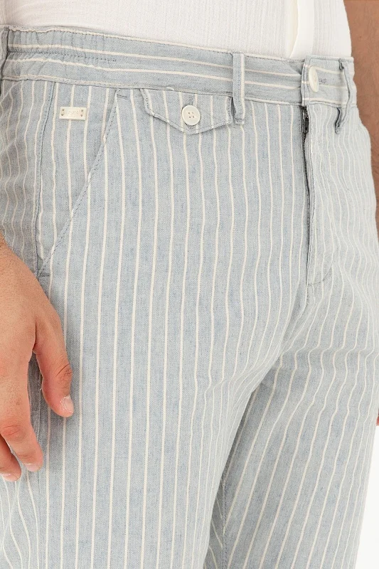 Шорты из хлопка с добавлением льна в полоску прямые - G081SZ0310KANES Бермуды муж. (VR003, 29)