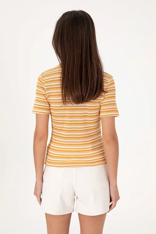 Футболка-поло трикотажная в полоску - G082SZ0110SORBE Футболка жен. (VR202, XL)
