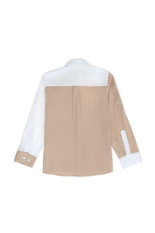 Рубашка из хлопка в стиле колор-блок для мальчиков - G083SZ0040ZAYNENKIDS Сорочка муж. детс. (VR085, 7_8)
