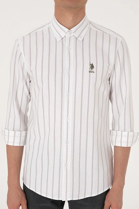 Рубашка из хлопка в полоску прямая - G081SZ0040SANRA Сорочка муж. (VR052, XS)