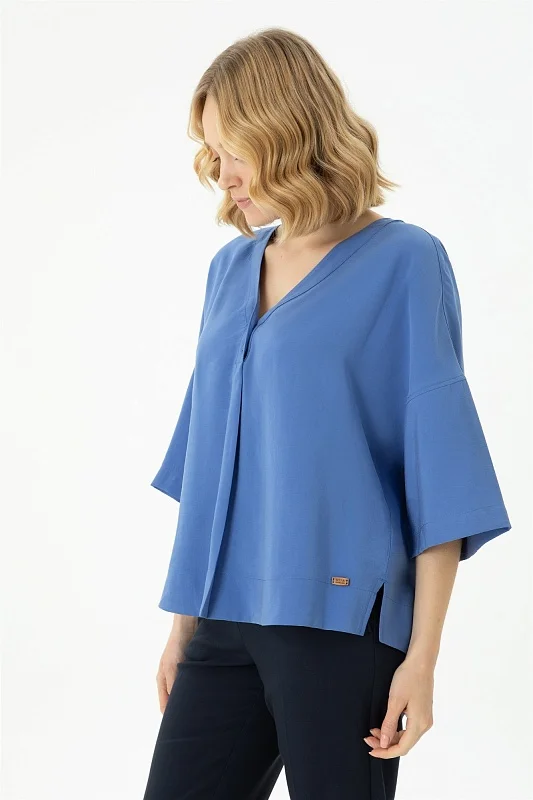 Блузка из модала c рукавом 3/4 свободная - G082SZ0040RC_FALAMUS Сорочка жен. (VR045, 32)