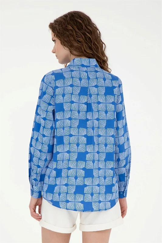 Рубашка из хлопка с принтом свободная - G082SZ0040HIRUNDA Сорочка жен. (VR045, 36)