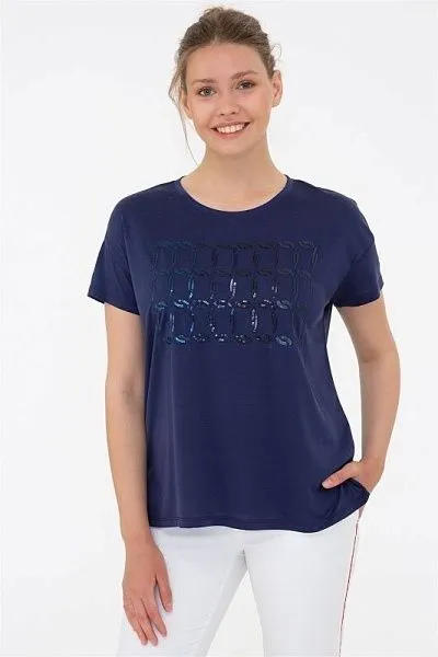 Футболка из модала с принтом из пайеток - G082SZ0110DEMBER Футболка жен. (VR033, XS)