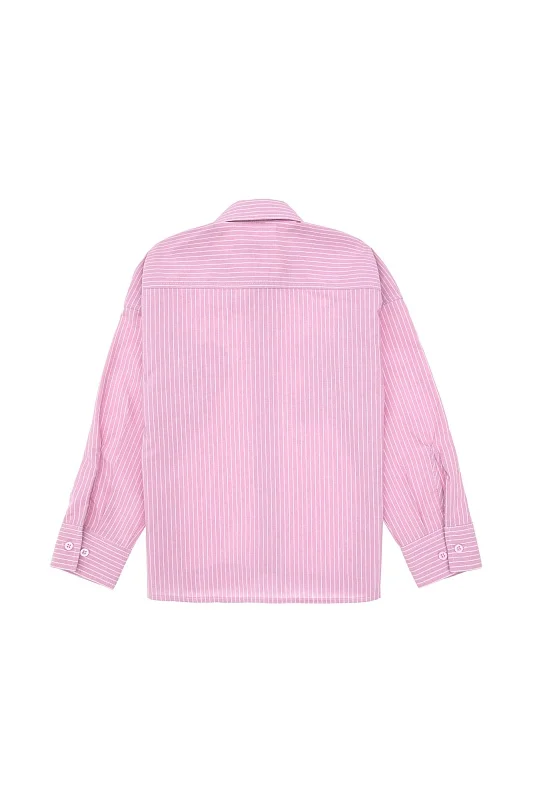 Рубашка из смесового хлопка в полоску свободная для девочек - G084SZ0040KIDO Сорочка жен. детс. (VR041, 6_7)