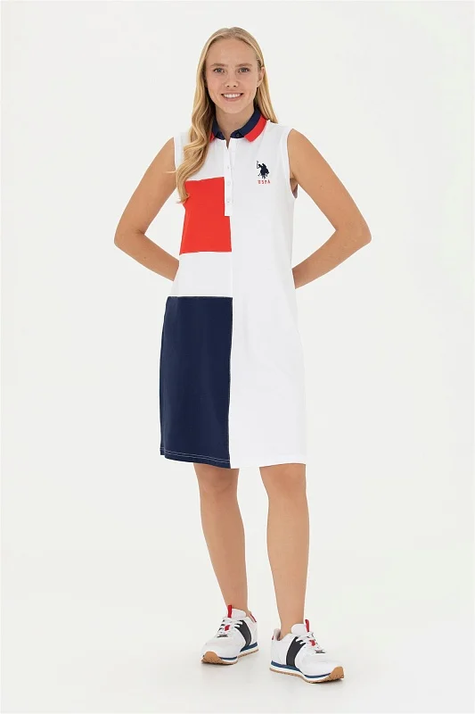 Платье-поло из смесового хлопка с контрастными блоками - G082SZ0750MELENA_T Платье жен. (VR013, XS)
