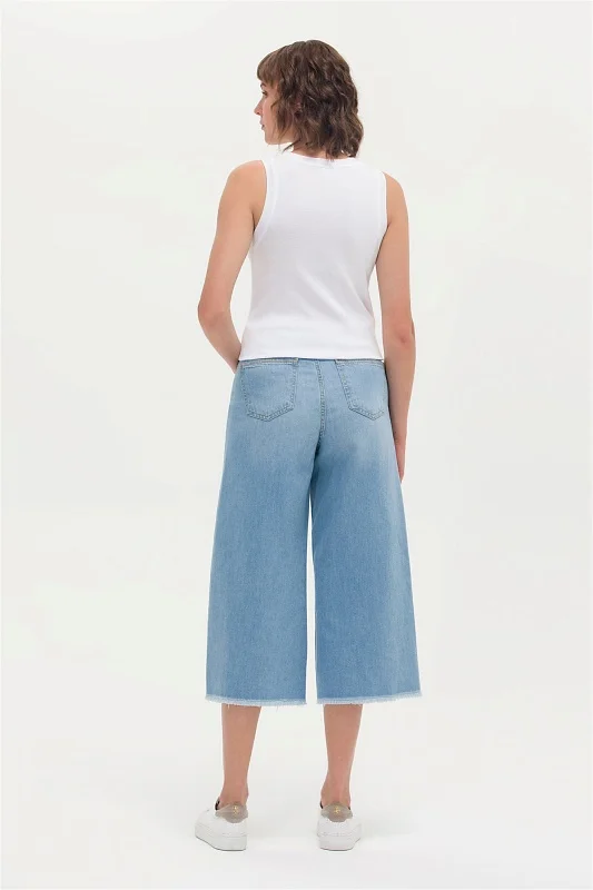 Кюлоты джинсовые с бахромой - G082SZ0800LOOSE23Y-A Джинсы жен. (DN0021, 34)