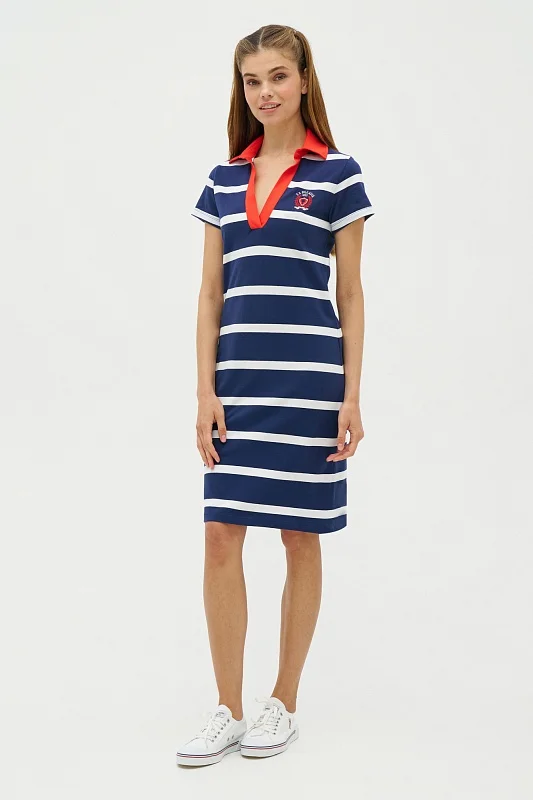 Платье-поло из хлопка в полоску - G082SZ0750R-MERLE Платье жен. (VR033, XS)