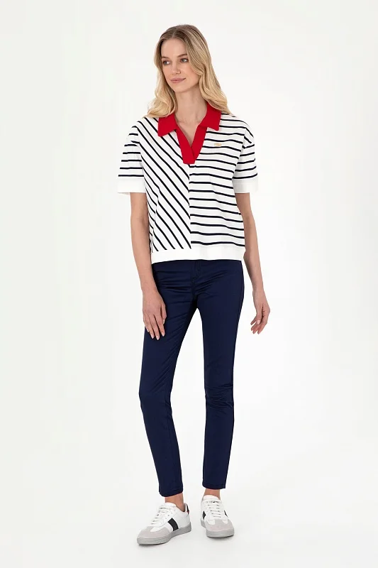 Футболка-поло в полоску оверсайз - G082SZ0110SAREKS Футболка жен. (VR033, XS)