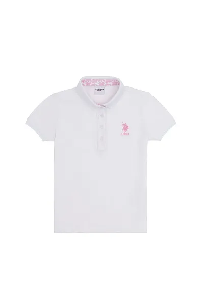 Футболка-поло из хлопка c принтом на планке для девочек - G084SZ0110TP01-IY024 Футболка жен. детс. (VR013, 3_4)