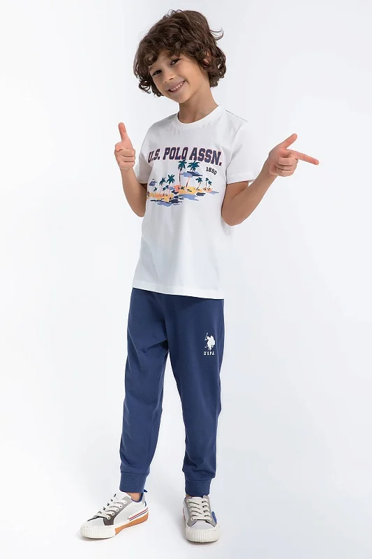 Футболка и спортивные брюки для мальчиков - G083SZ0HF0US1022-G Костюм дом. муж. детс. (KREM, 9-12)