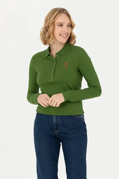 Поло с длинным рукавом из хлопка - G082SZ0820TPG-SK023 Толстовка жен. (VR054, XS)