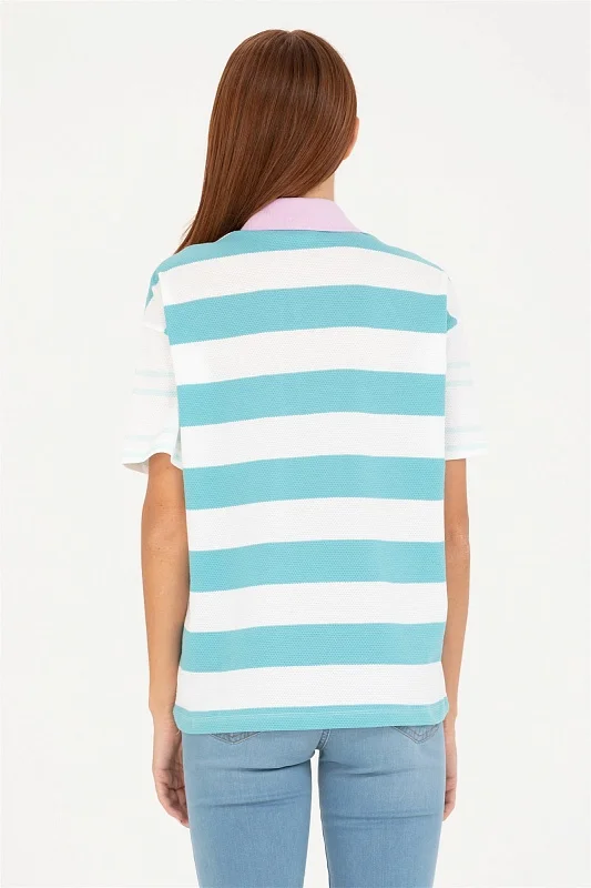 Футболка-поло из хлопка в полоску - G082SZ0110MAHFER Футболка жен. (VR083, 2XS)