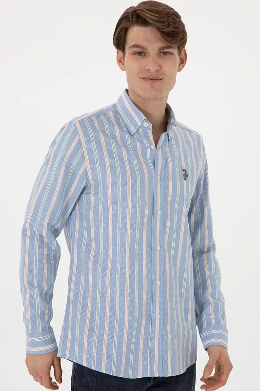 Рубашка из хлопка в полоску приталенная - G081SZ0040MAYSILA Сорочка муж. (VR028, XL)