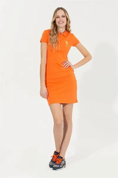 Платье-поло из хлопка с контрастным логотипом приталенное - G082SZ0750MTS02222-075 Платье жен. (VR051, 2XS)
