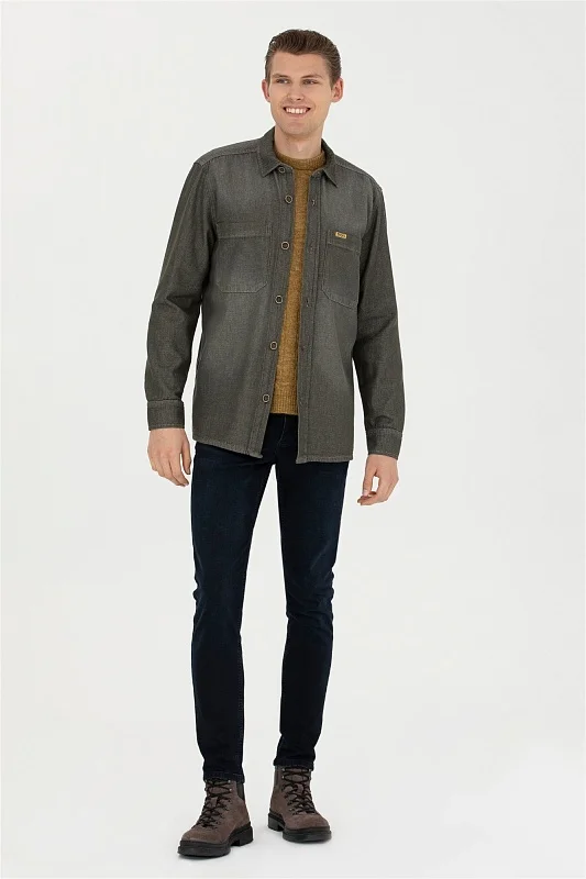 Рубашка из хлопка с накладными карманами свободная - G081SZ0770MADRIC-KHAKI Куртка джинс. муж. (VR027, S)