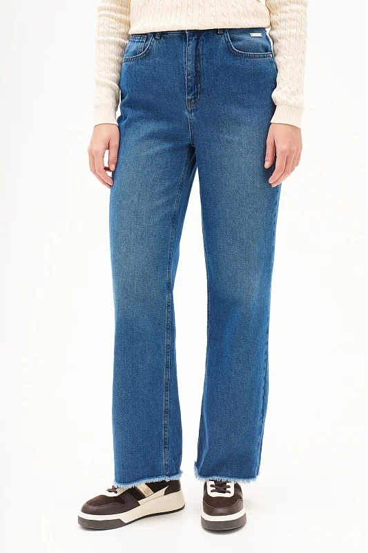 Джинсы широкие с бахромой по низу - G082SZ0800ART_LOOSE25K Джинсы жен. (DN0022, 32)