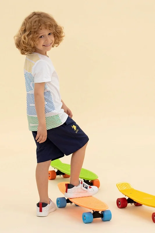 Футболка из хлопка с логотипом для мальчиков - G083SZ0110PUNOKIDS Футболка муж. детс. (VR013, 6_7)