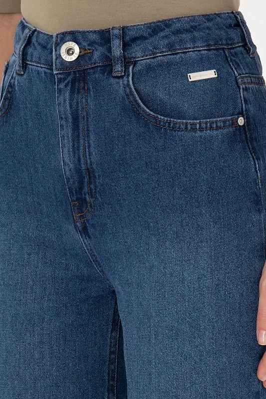 Джинсы широкие с бахромой по низу - G082SZ0800LOOSE25K Джинсы жен. (DN0022, 32)