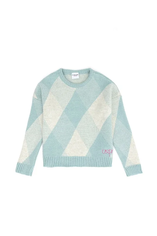 Джемпер трикотажный с узором для девочек - G084SZ0TK0ADELKIDS Кофта жен. детс. (VR090, 4_5)