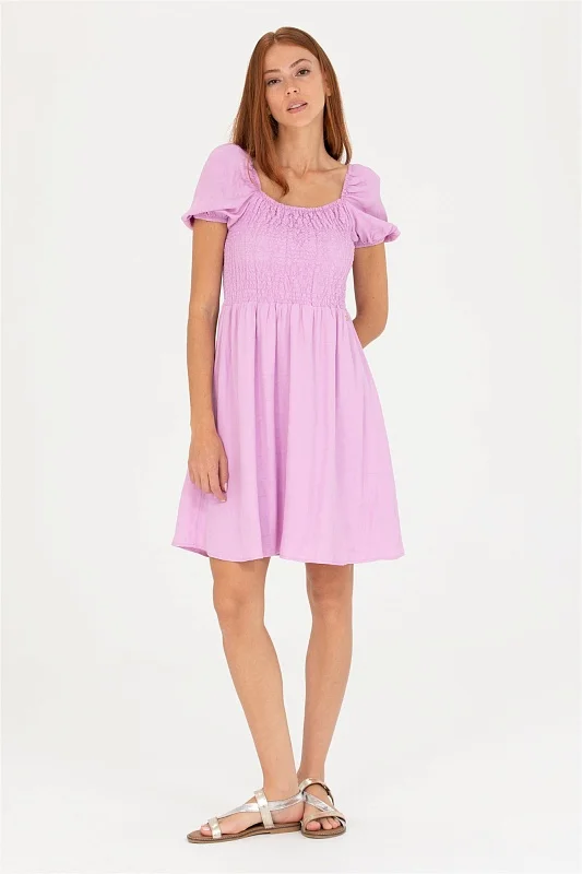 Платье мини из вискозы с объемными рукавами - G082SZ0320HORGUN Платье жен. (VR211, 32)
