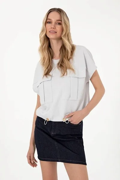 Футболка из смесового хлопка на кулиске - G082SZ0110SACHA Футболка жен. (VR001, 2XL)