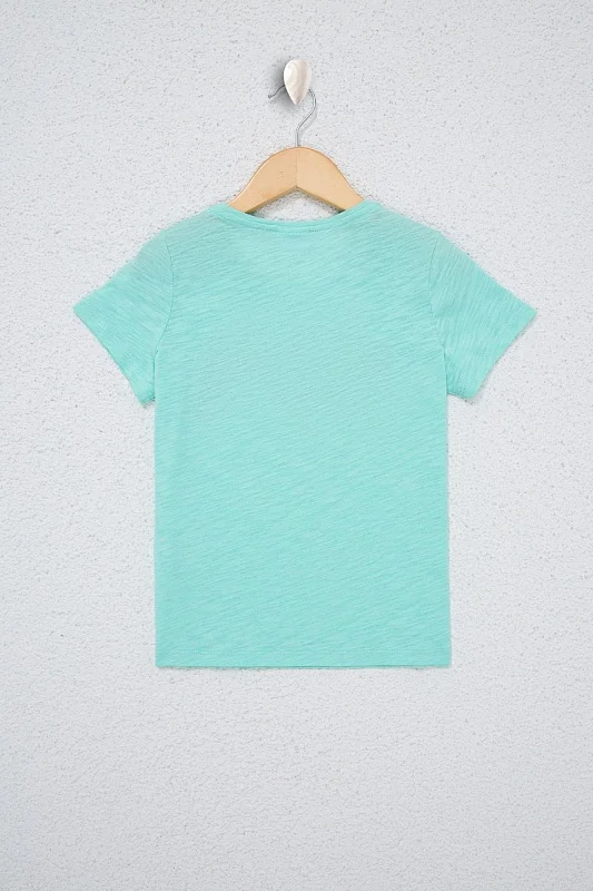 Футболка из хлопка с надписью для девочек - G084SZ0110KEAN-IY021 Футболка жен. детс. (VR090, 7_8)