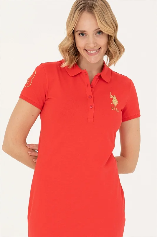 Платье-поло из хлопка с контрастным логотипом приталенное - G082SZ0750MTS02223-075 Платье жен. (VR030, 2XS)