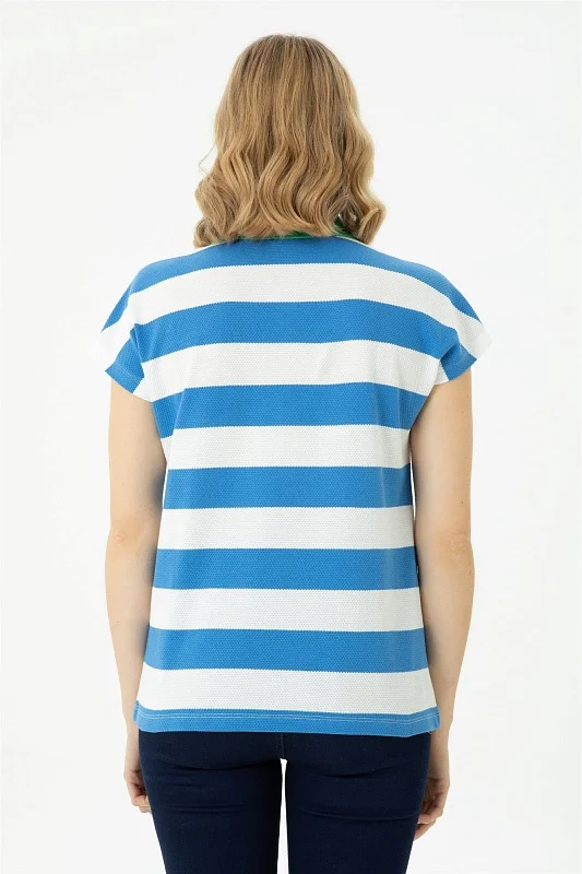 Футболка-поло в полоску оверсайз - G082SZ0110MIKOS Футболка жен. (VR045, XS)