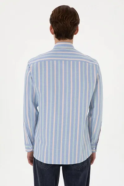 Рубашка из хлопка в полоску приталенная - G081SZ0040MAYSILA Сорочка муж. (VR028, XL)
