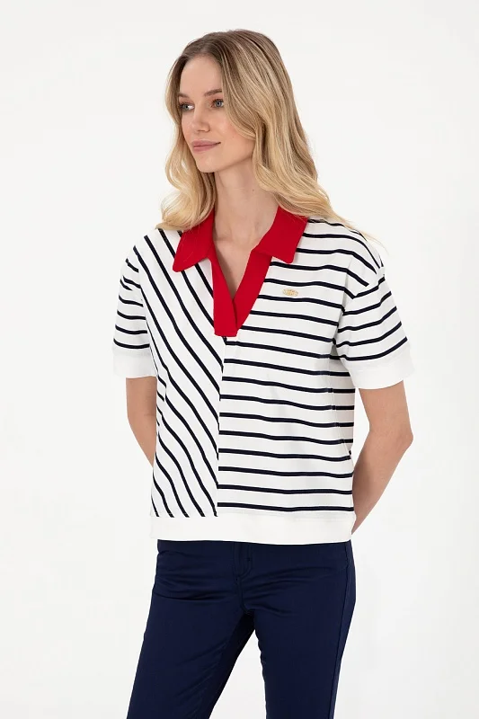 Футболка-поло в полоску оверсайз - G082SZ0110SAREKS Футболка жен. (VR033, XS)