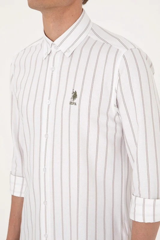 Рубашка из хлопка в полоску прямая - G081SZ0040SANRA Сорочка муж. (VR052, XS)