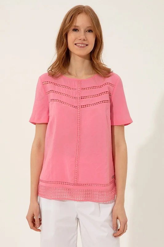 Блузка с перфорацией прямая - G082SZ0040BEYONCE Сорочка жен. (VR041, 34)