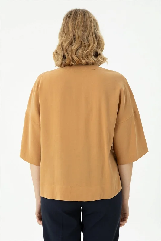 Блузка из модала c рукавом 3/4 свободная - G082SZ0040RC_FALAMUS Сорочка жен. (VR015, 32)