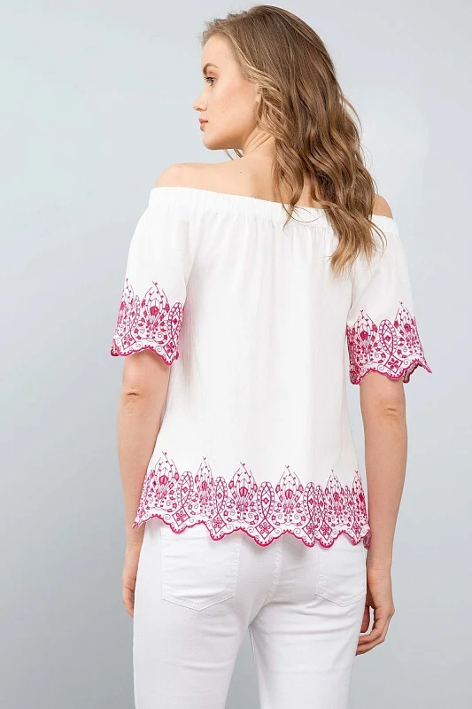 Блузка из вискозы с открытыми плечами - G082SZ0040MIMOSA Сорочка жен. (VR013, 40)