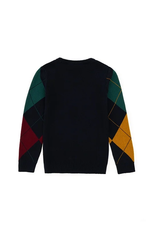 Джемпер хлопковый с узором для мальчиков - G083SZ0TK0OLY Кофта муж. детс. (VR033, 8_9)